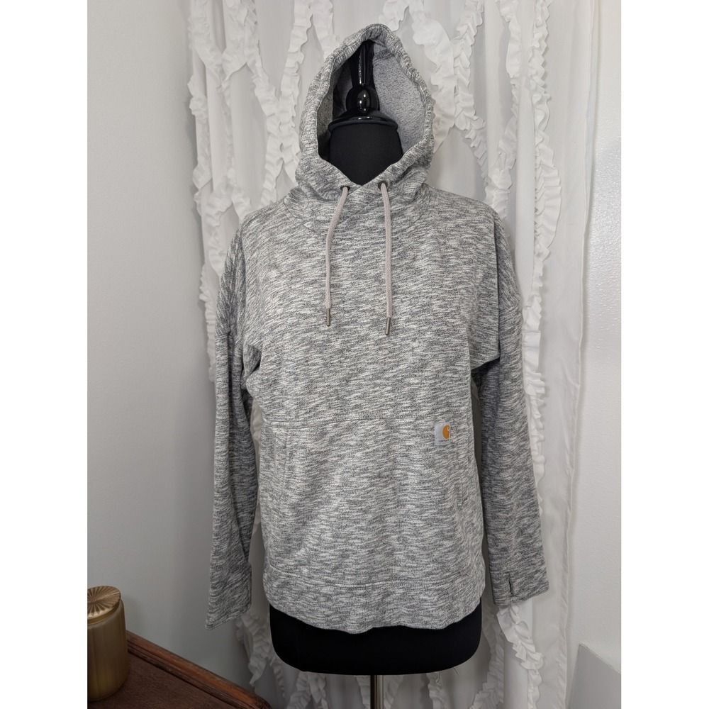Carhartt Newberry Pullover Hoodie Womens Small Youth L Gray Marled Relaxed Fit